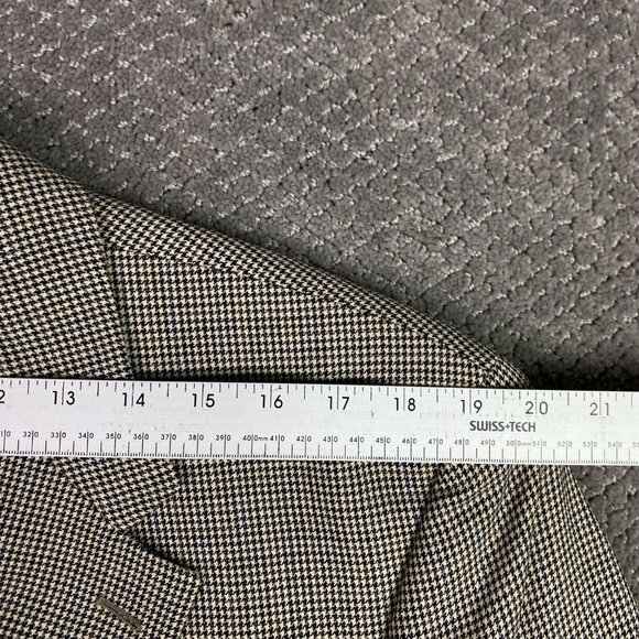 Lauren Ralph Lauren Sport Coat Blazer Men's 43R Houndstooth Wool Brown Blue - Picture 10 of 14